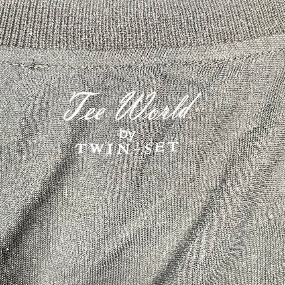 TwinSet Simona Barbieri Indie Sleaze Sequin Tres Jolie Graphic Tee Black M - Picture 8 of 9